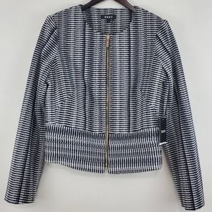 DKNY Women's Navy Printed Zip Up Jacket
